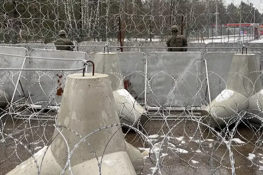 Border fence and barbed Wire